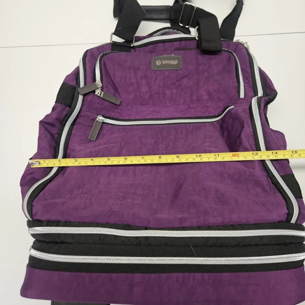 Biaggi Zipsak Folding Expandable Luggage Carry-On Roll Spinner Purple Nylon